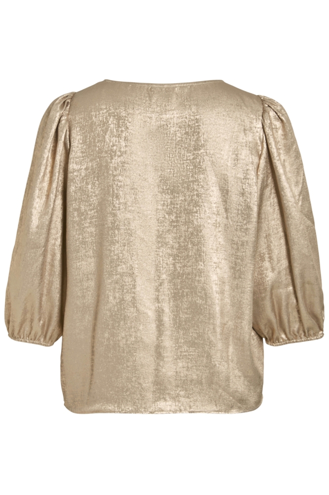 VIMETALLA O-NECK L/S TOP/LC 14108444 BIRCH/GOLD